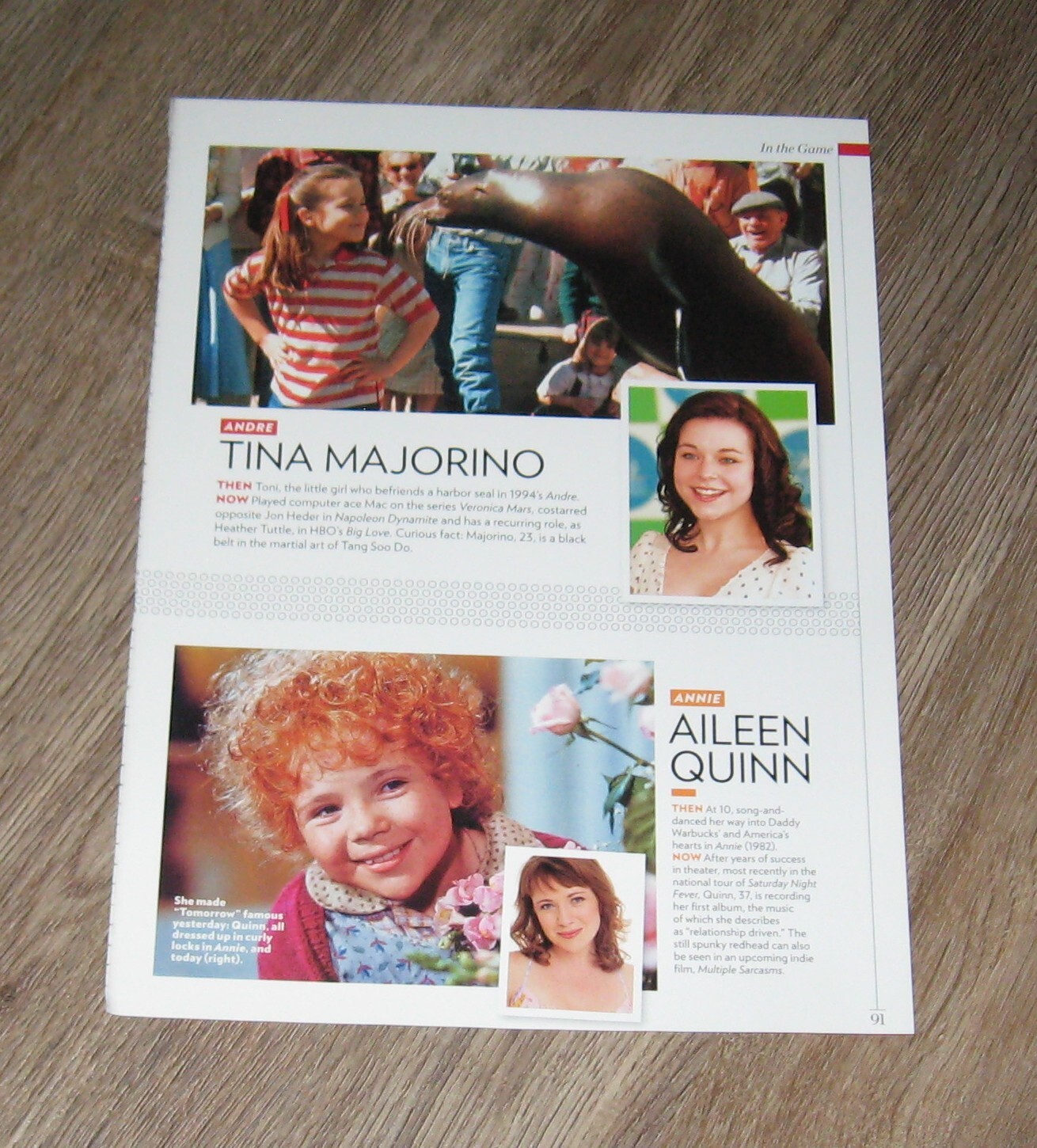 CHILD STARS THEN & NOW Aileen Quinn TINA Majorino original ONE page PHOTO + text