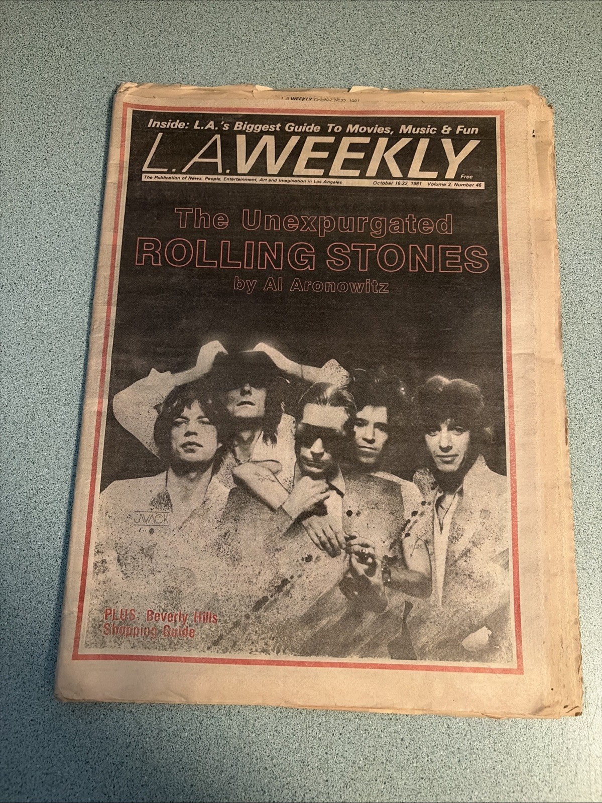 1981 LA WEEKLY Rolling Stones Cover Mick Jagger Keith Richards Tattoo You Tour