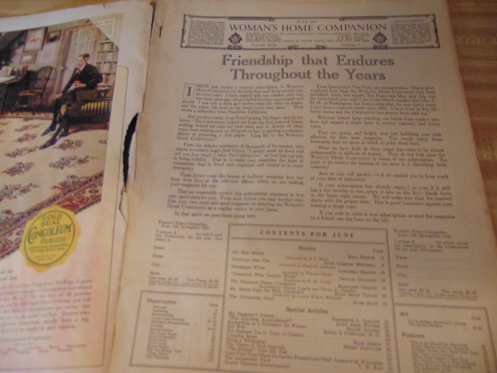 Woman’s Home Companion Magazine-June 1922-Gardening/Recipes/Summer Fashion- SALE