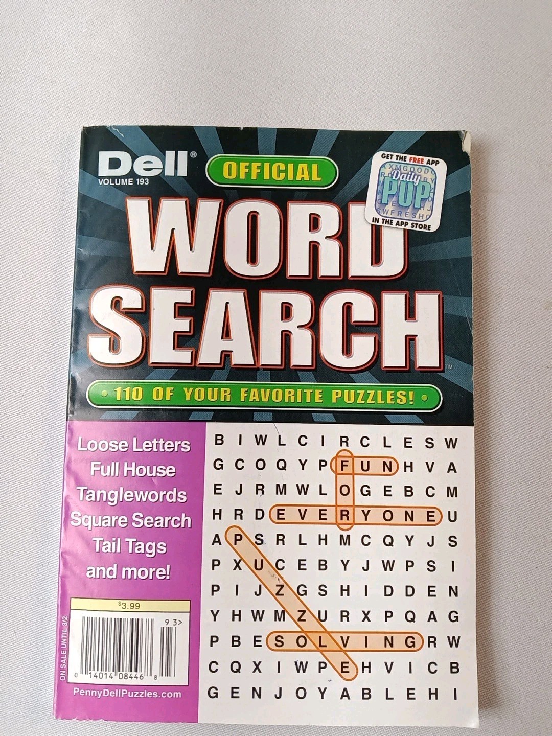 Dell Official Word Search Variety Puzzles Volume 193 110 Puzzles FREE SHIPPING