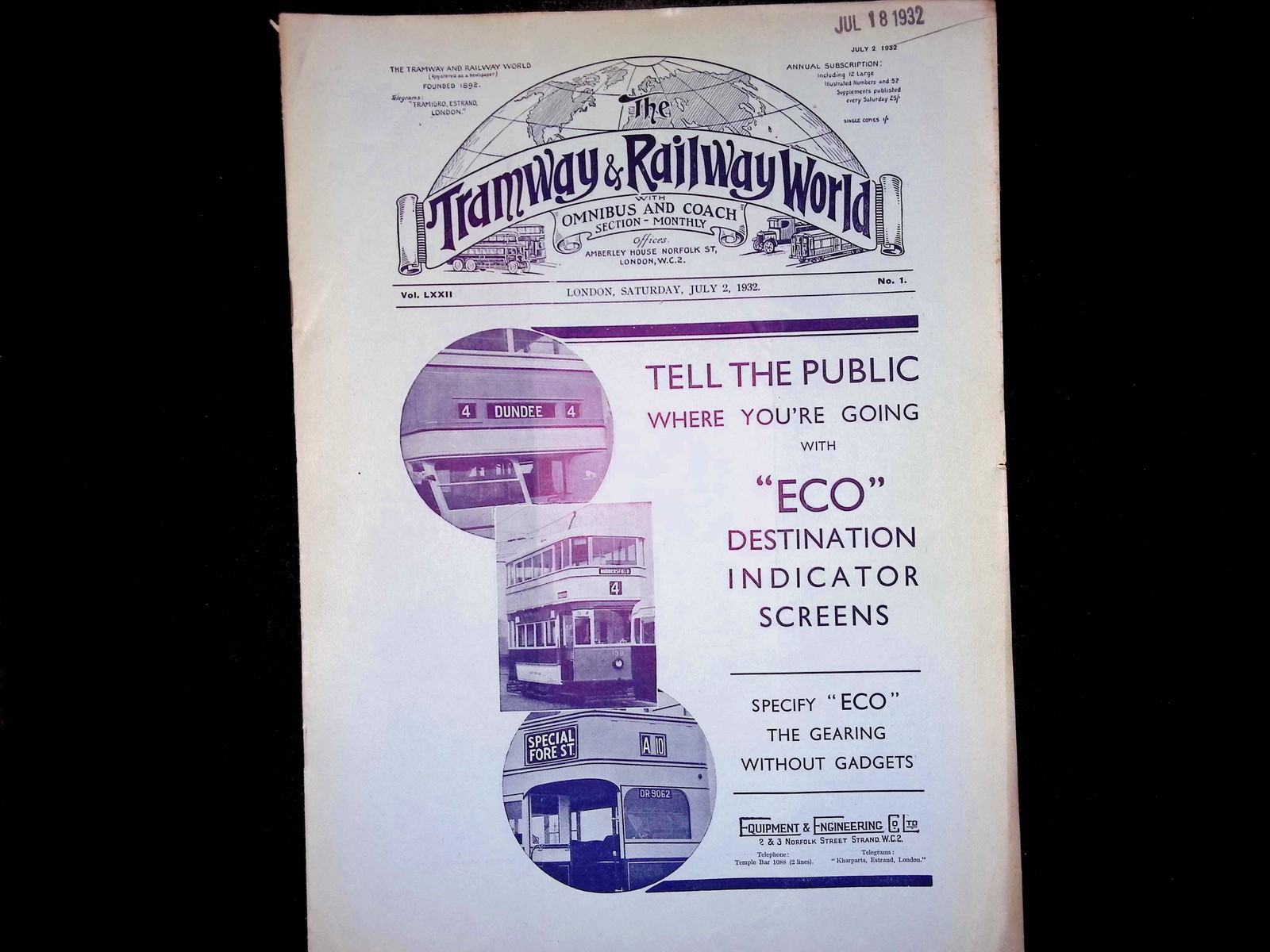 Tramway & Railway World July 2 1932 Transport Magazine Housing & Transport