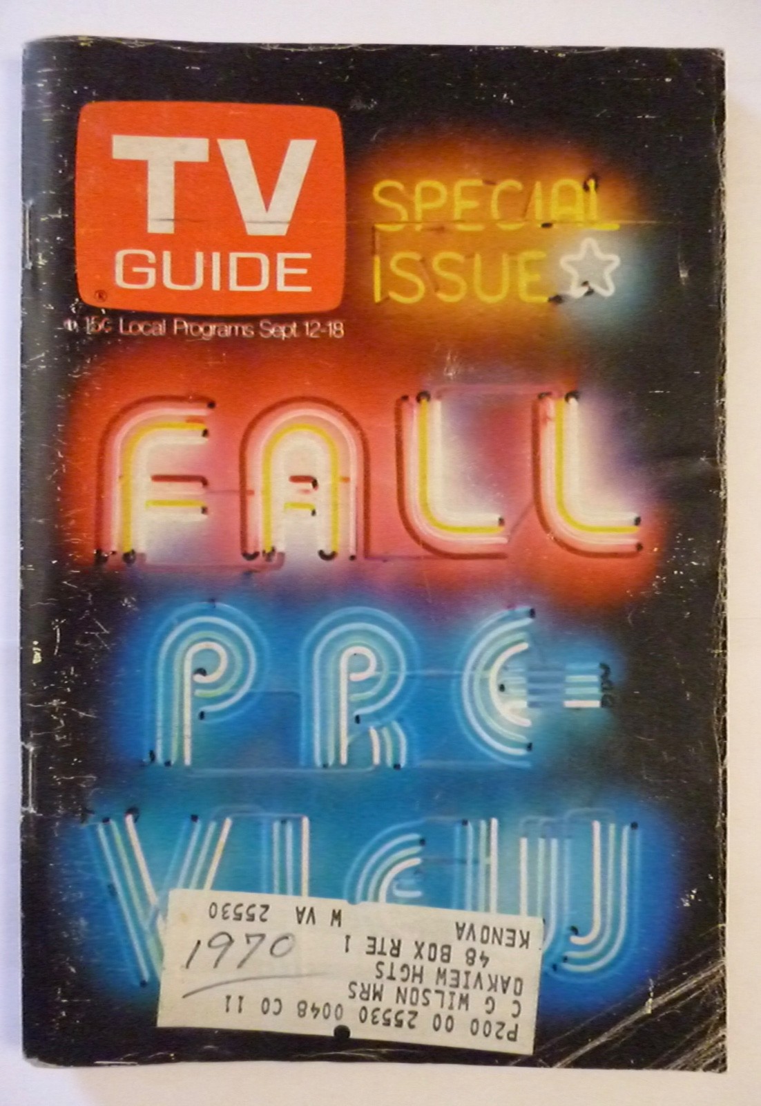 West Virginia TV Guide 1970 FALL PREVIEW Partridge MARY TYLER MOORE Odd Couple
