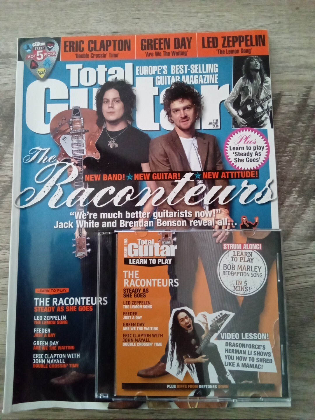 Total Guitar Jan 2007 Raconteurs , Herman Li Video Lesson Plus More Incl Disk..