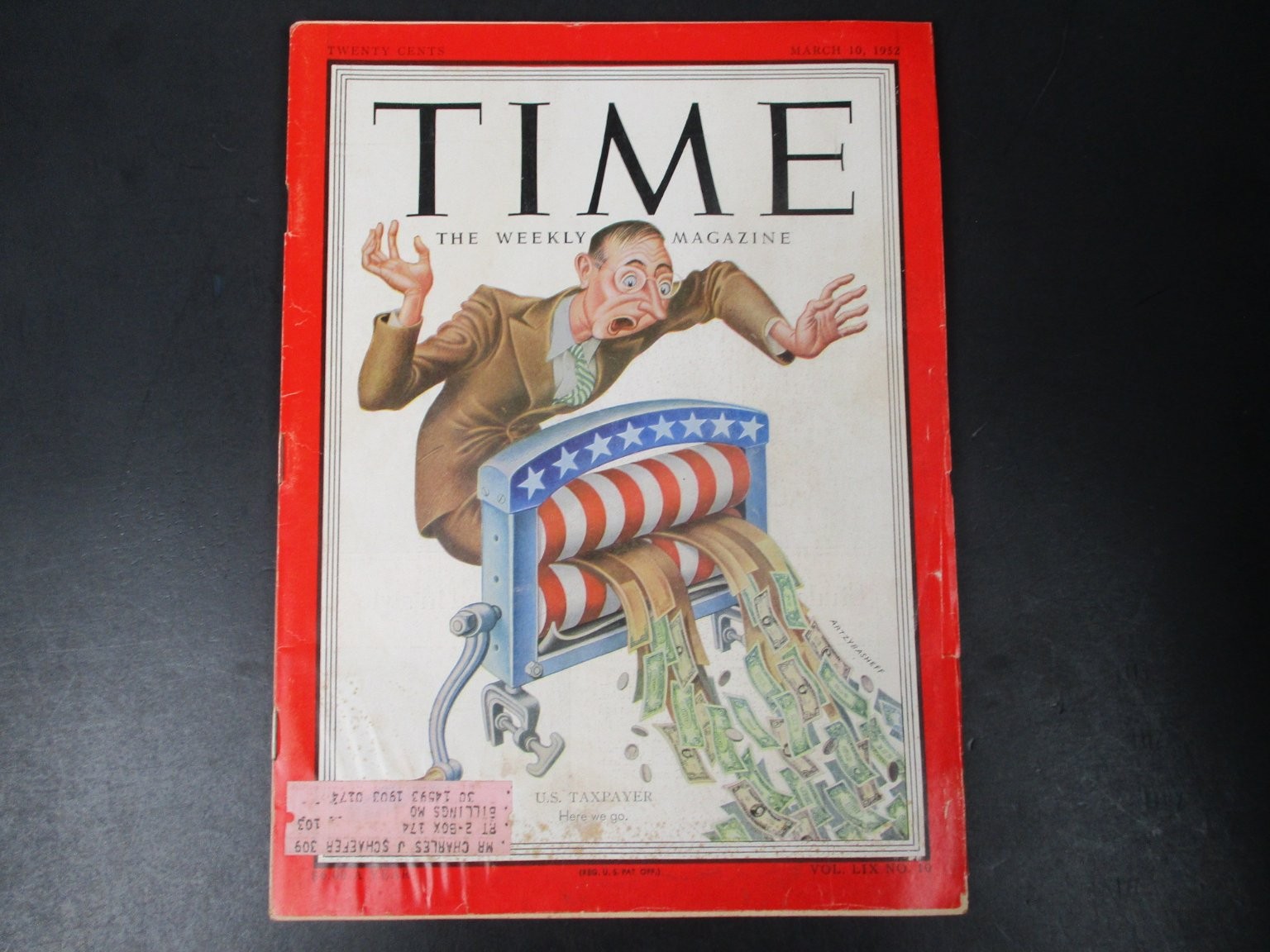 TIME Magazine March 10 1952 Vol LIX No 10 U.S. Taxpayer