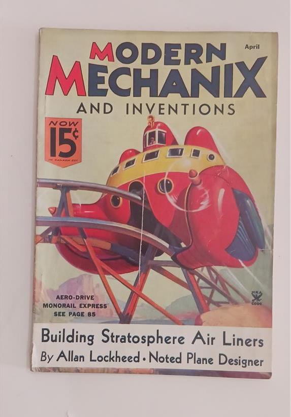 5 VINTAGE MODERN MECHANIX MAGAZINES 1930’s TELEVISION LOCKHEED AIR LINERS