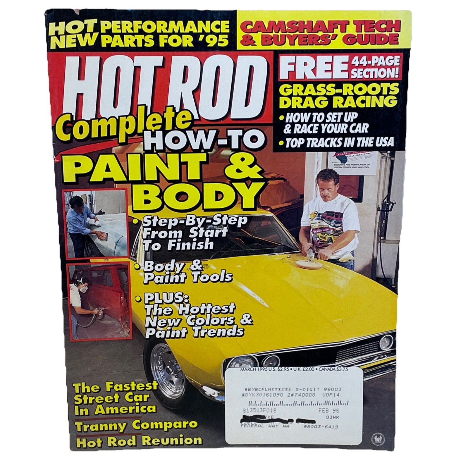 Hot Rod Magazine March 1995 How-To Paint & Body Camshaft Tech Drag Racing Vintag