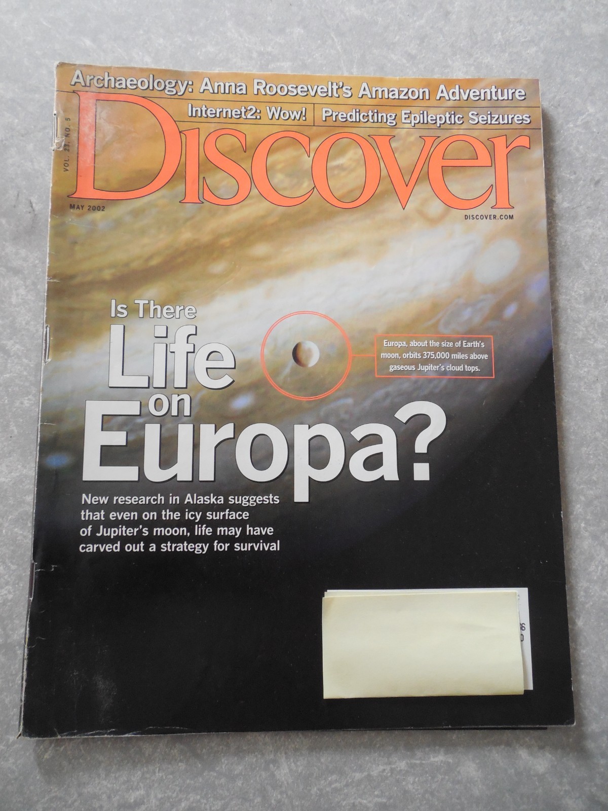 DISCOVER Magazine, MAY 2002, IS THERE LIFE ON EUROPA – JUPITER’S MOON?, EPILEPSY