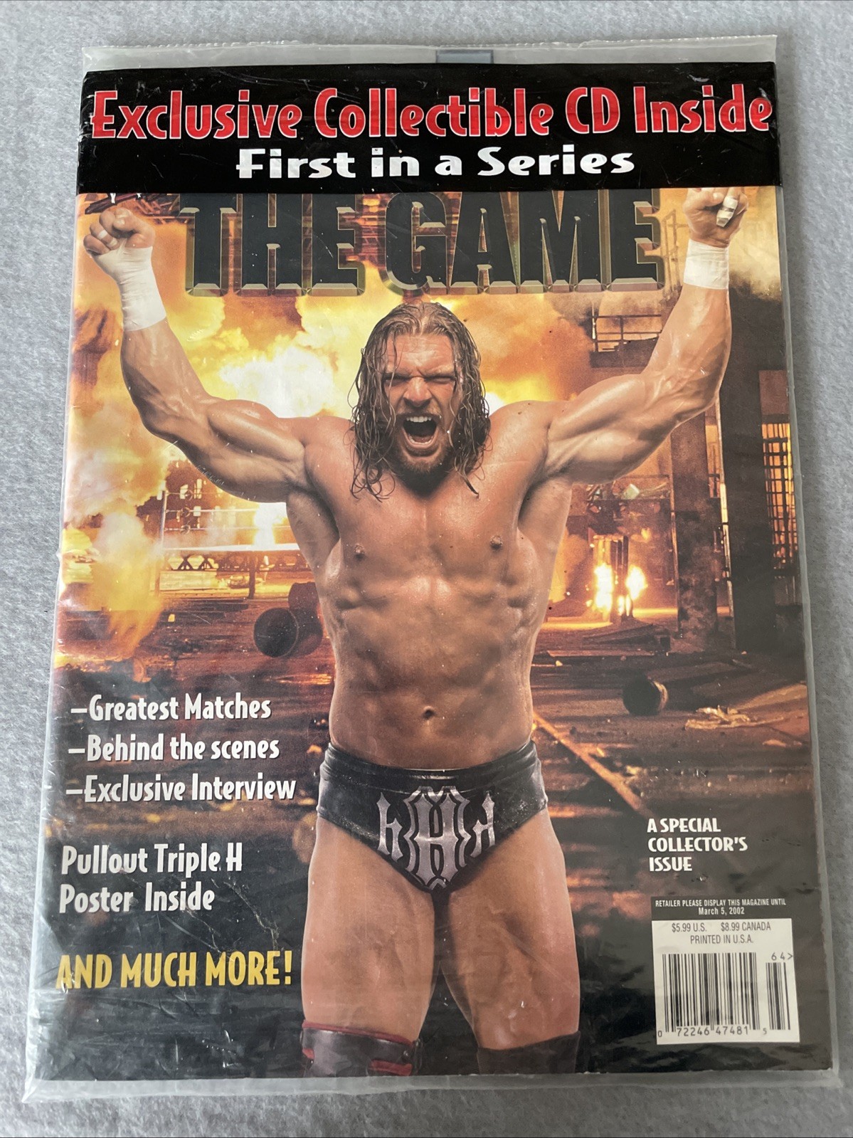 WWF Triple H The Game Special Edition Magazine(WWE, 2002) w/Poster & CD Sealed