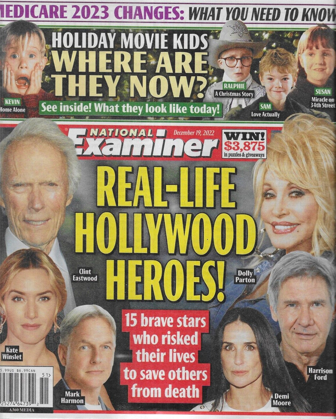 National Examiner Magazine Real Hollywood Heroes Holiday Movie Kids Elf 2022