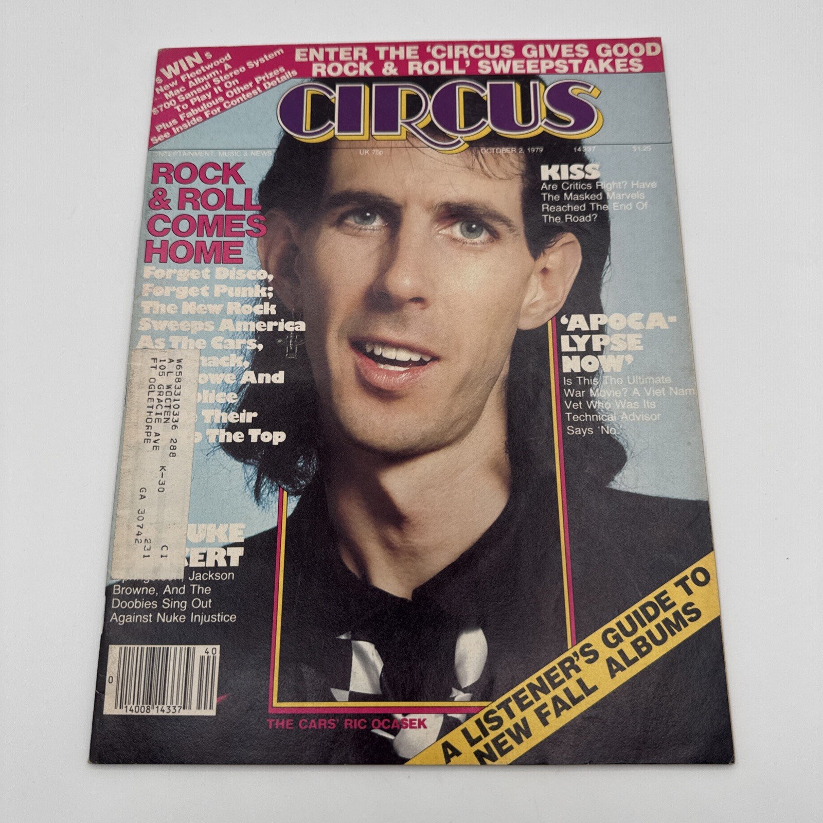 Circus Magazine Oct 1979 Ric Ocasek Cars KISS AC/DC New Wave Rock Era