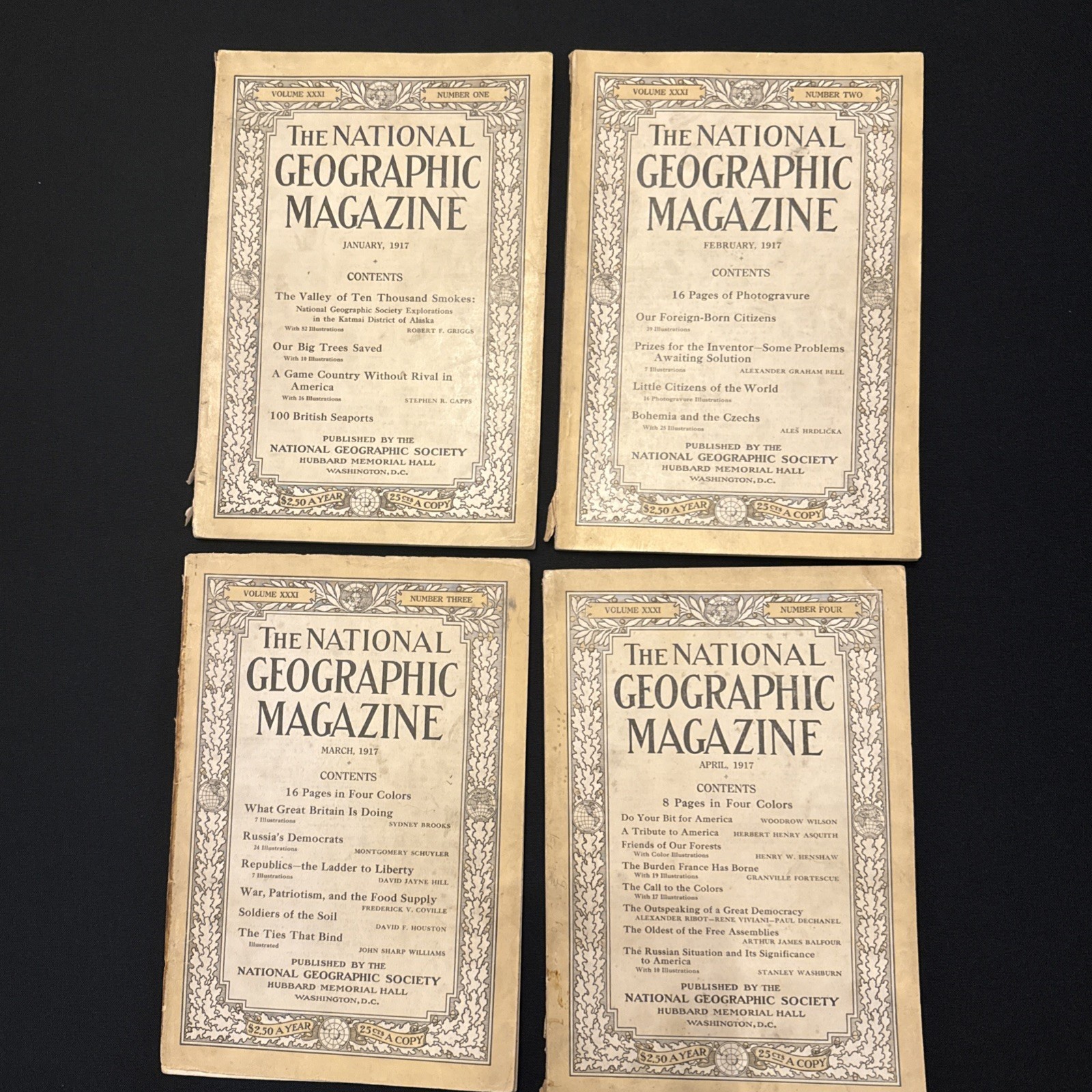 COMPLETE SET OF 1917 NATIONAL GEOGRAPHIC MAGAZINES ~~ 108 YEARS OLD!!!
