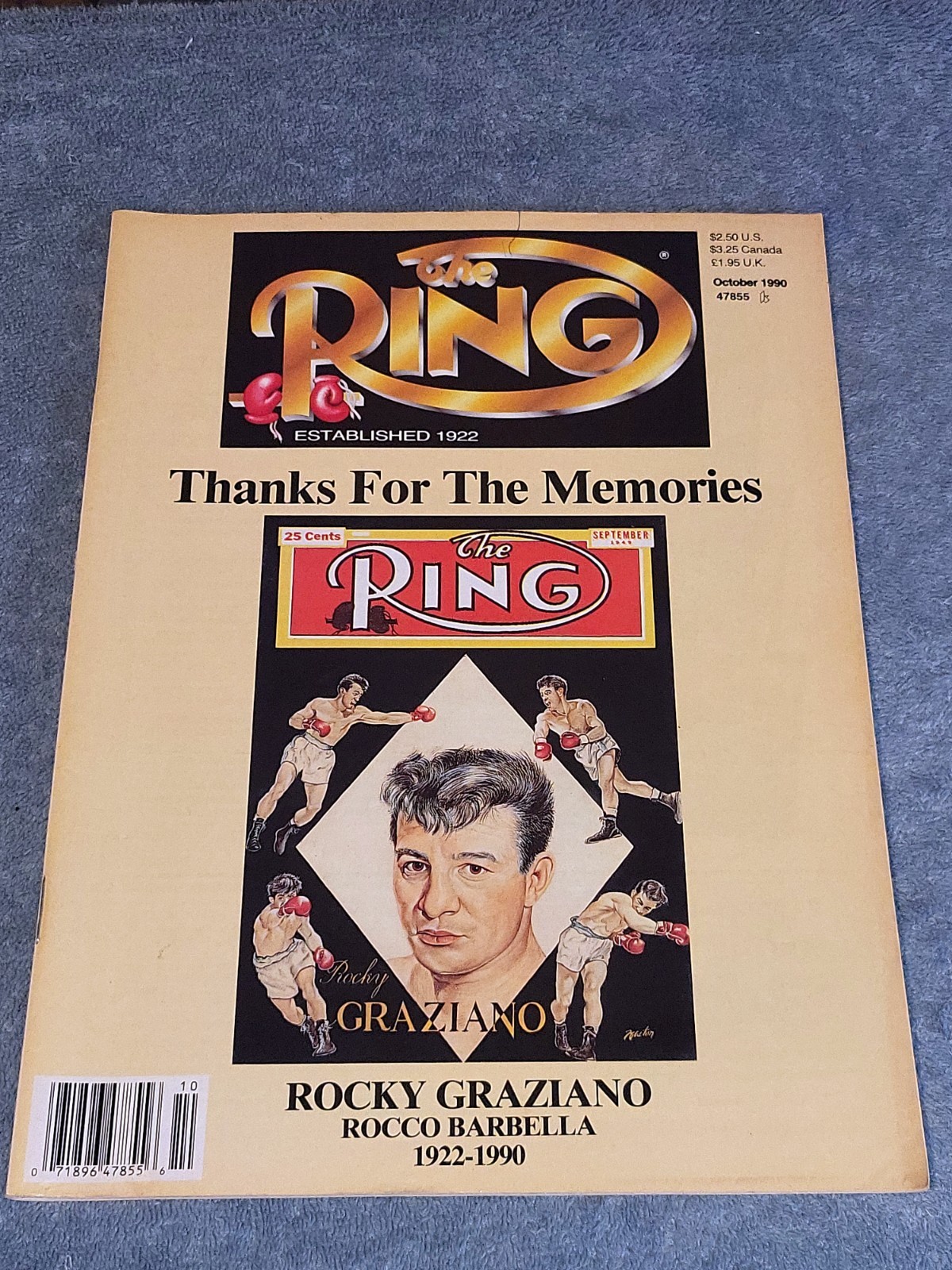 The Ring Magazine October1990 Rock Graziano Tribute Vintage Newsstand Ed VF