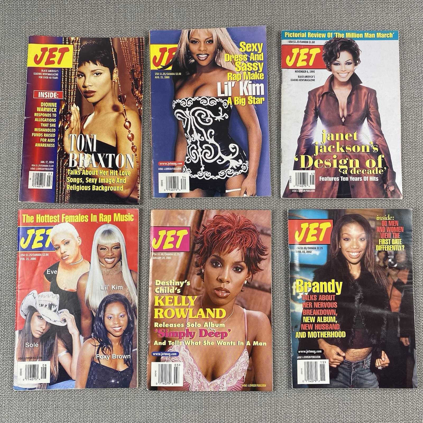 Music JET Magazine Lot of 6 Janet Jackson Toni Braxton Lil Kim Kelly Rowland