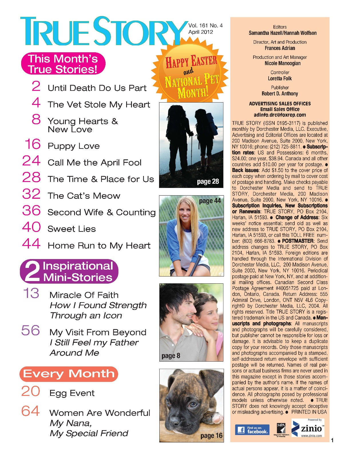 2012 True Story Magazines 9 issues, Apr, May, Jun, Jul, Aug, Sep, Oct, Nov & Dec