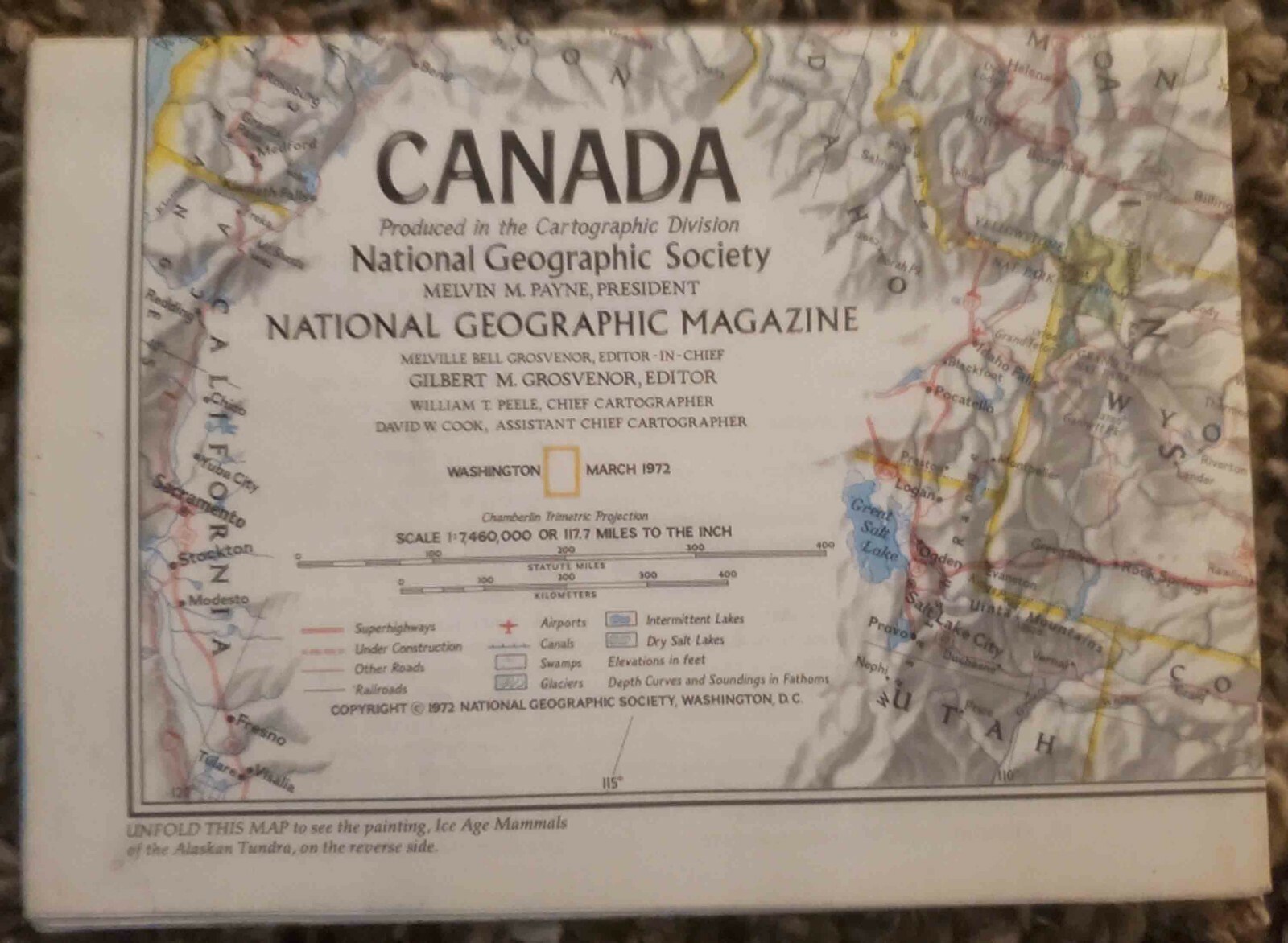 National Geographic Original March 1972 Map of Canada
