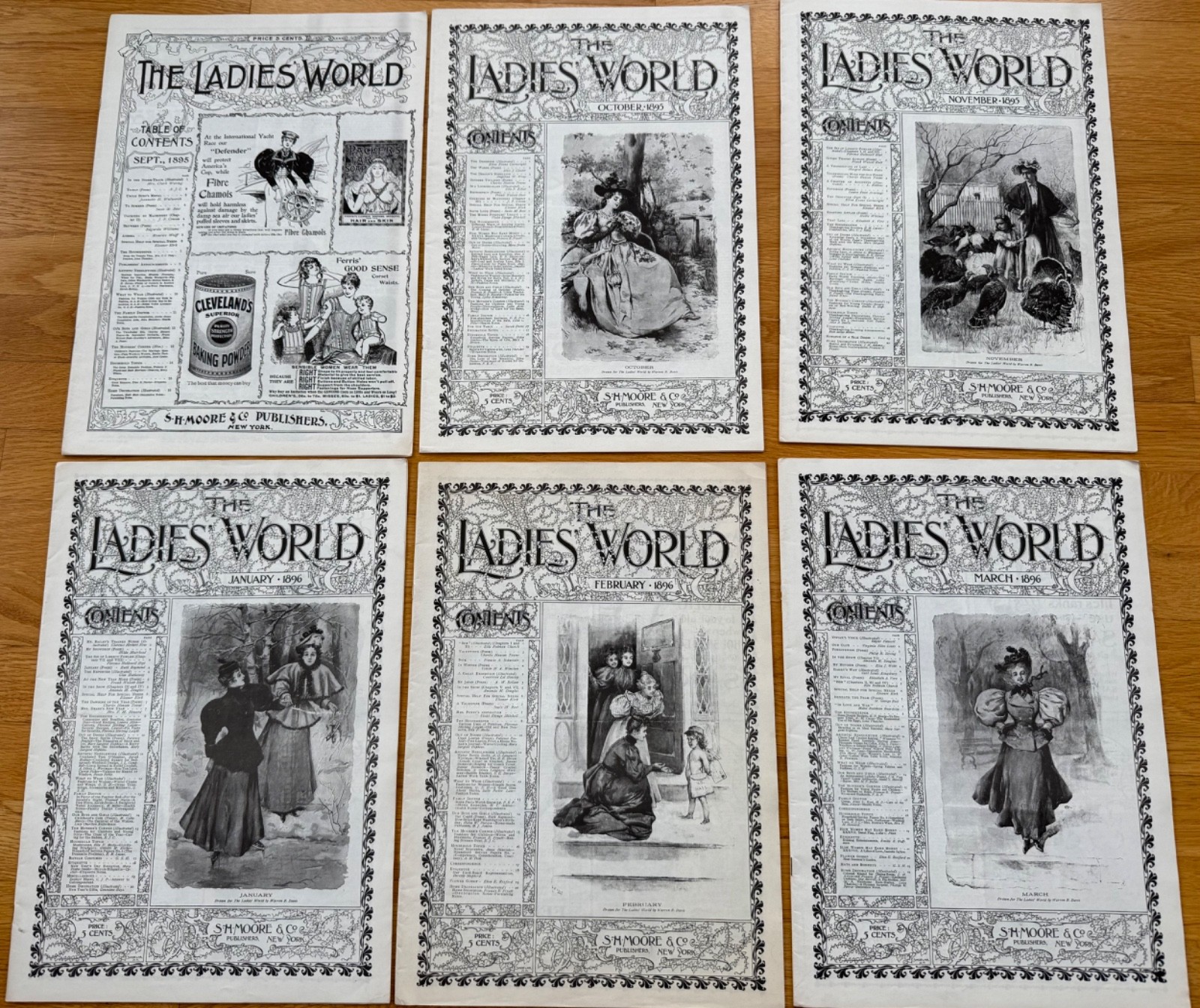 Lot of 6 «THE LADIES’ WORLD» MAGAZINE sep oct Nov 1895 Jan Feb Mar 1896