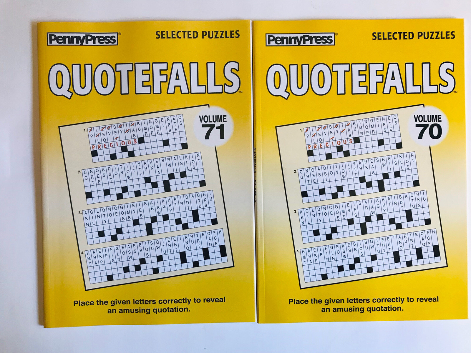 Lot of 2 Quotefalls Penny Press Dell Selected Variety Quotation Puzzles 70 71