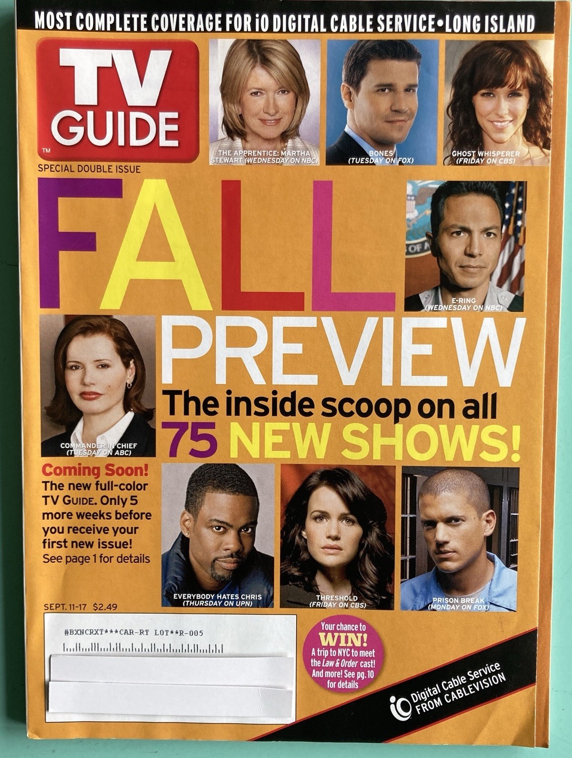 Large Size TV Guide Fall Preview 2005 September 11 Label Printed LI NY Edition