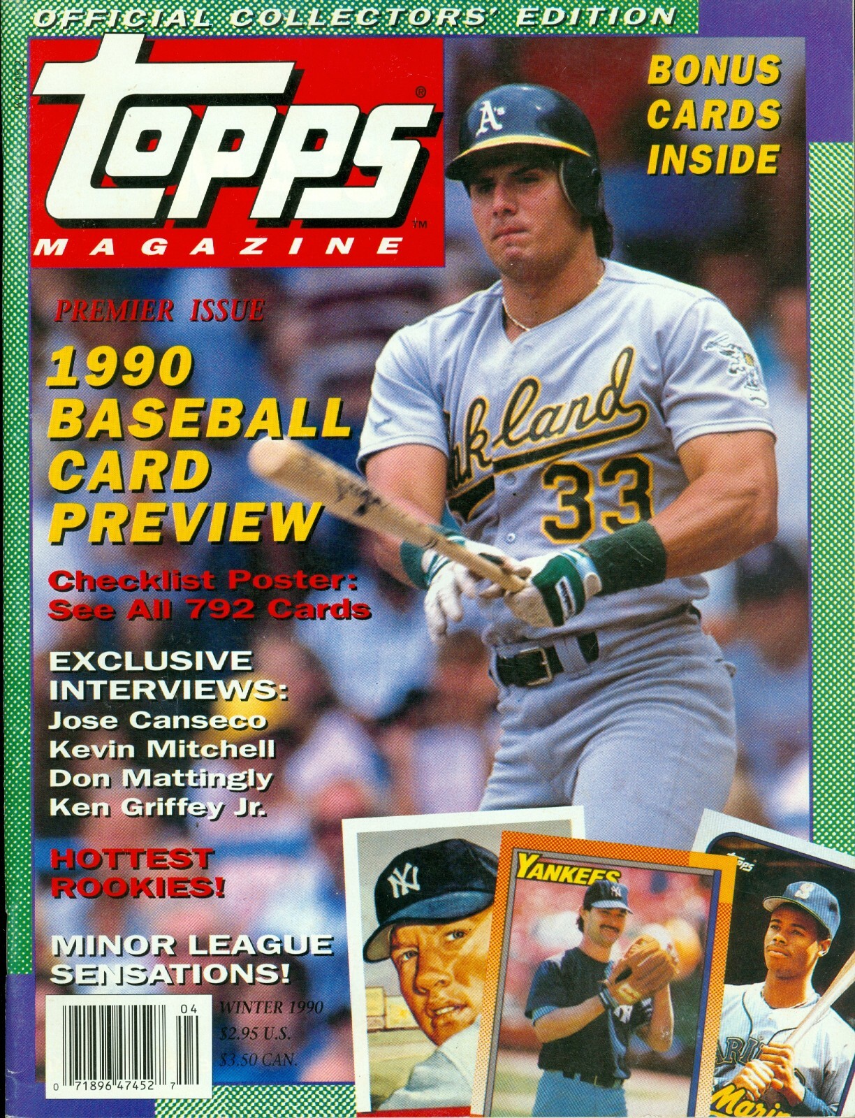 1990 Topps Magazine with Cards: Jose Canseco – Oakland A’s/1990 Baseball Preview