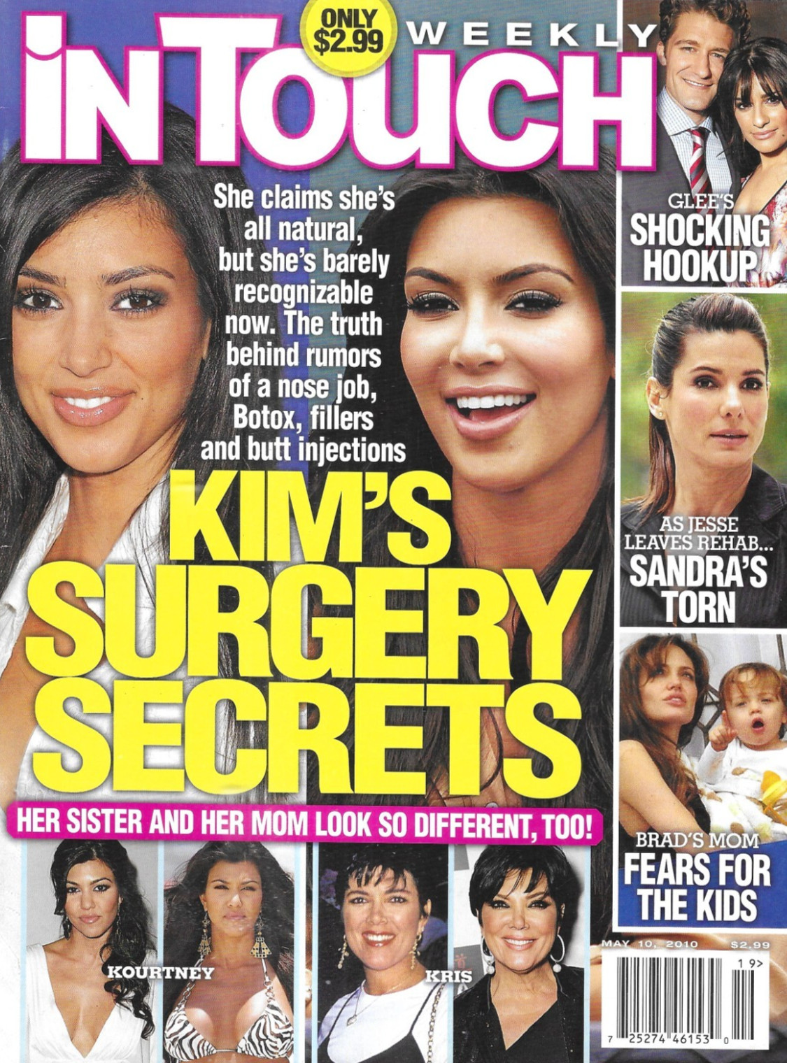 In Touch Magazine Kim Kardashian Sandra Bullock Angelina Jolie Brad Pitt 2010