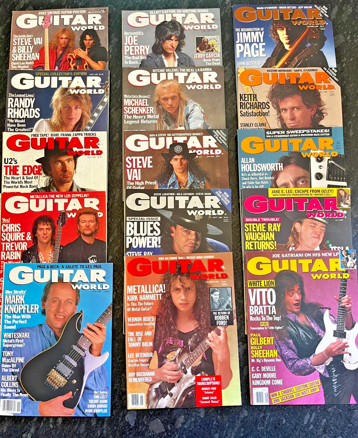 🔥 Vintage Guitar World Magazine Lot 1987-1989 15 Issues Randy Rhoads Metallica