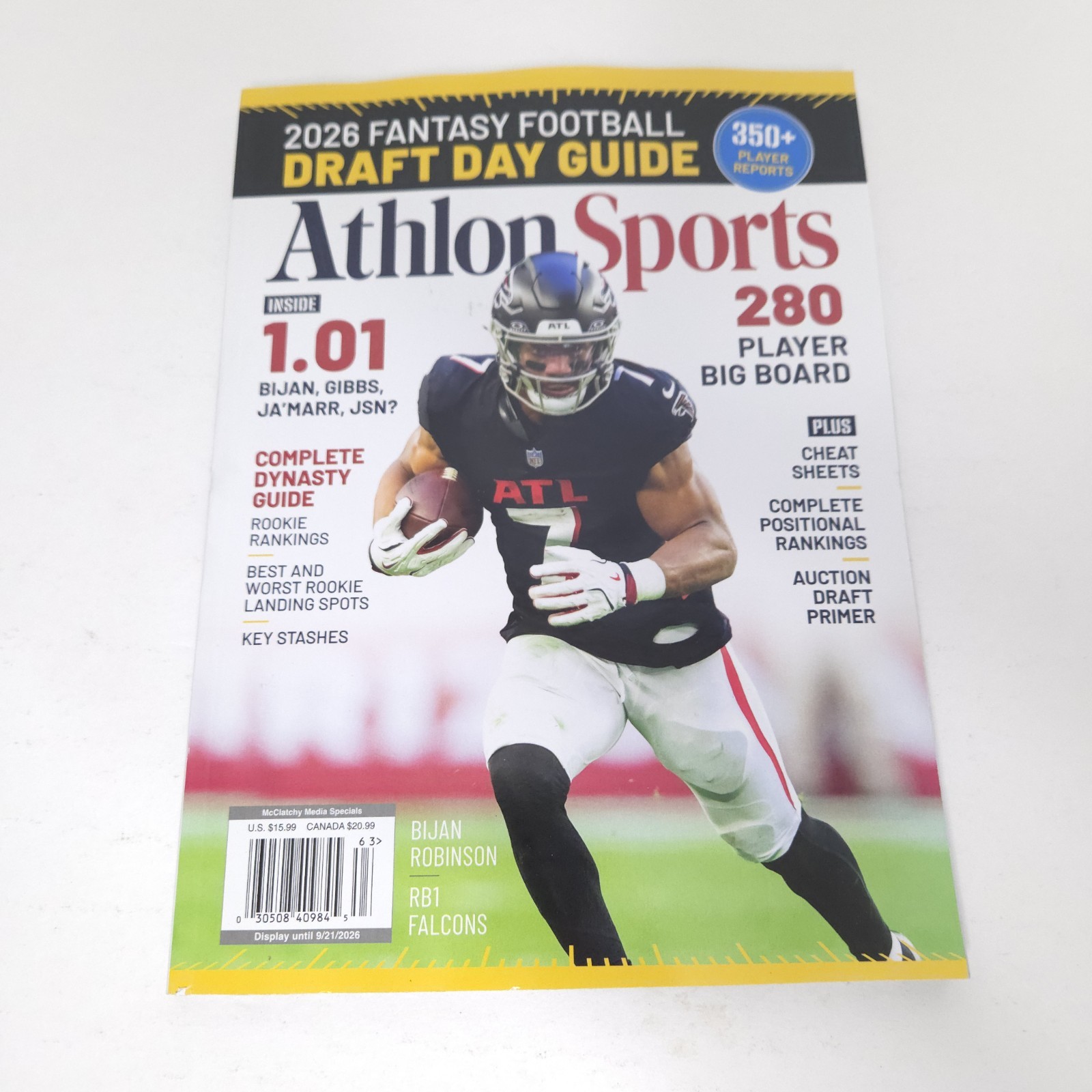 Athlon Sports 2026 Fantasy Football Draft Day Guide Magazine Bijan Falcons