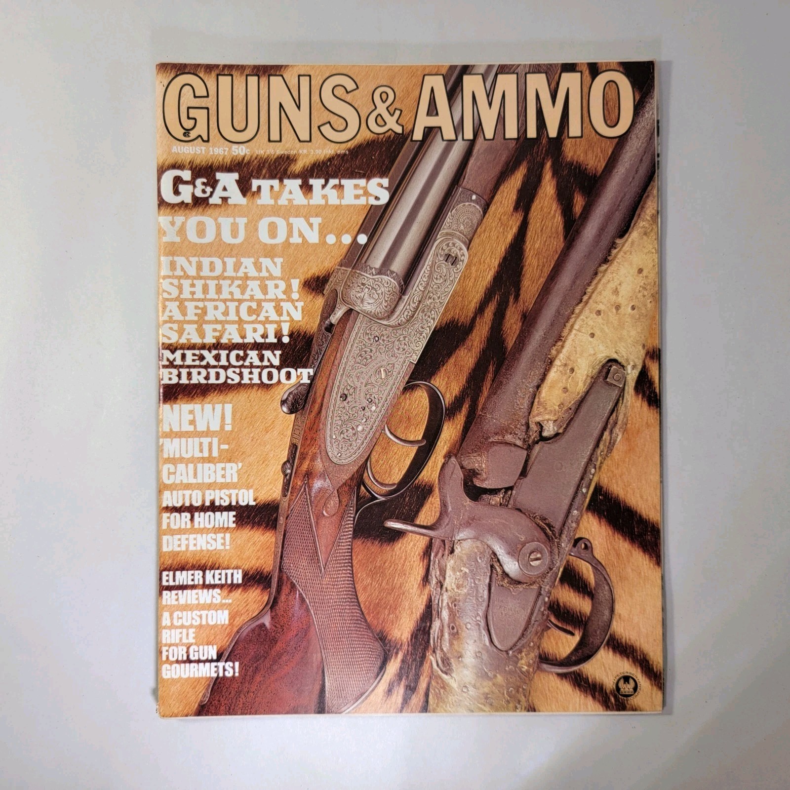 Vintage GUNS & AMMO Magazine August 1967 Big Game Reloading Auto Pistols