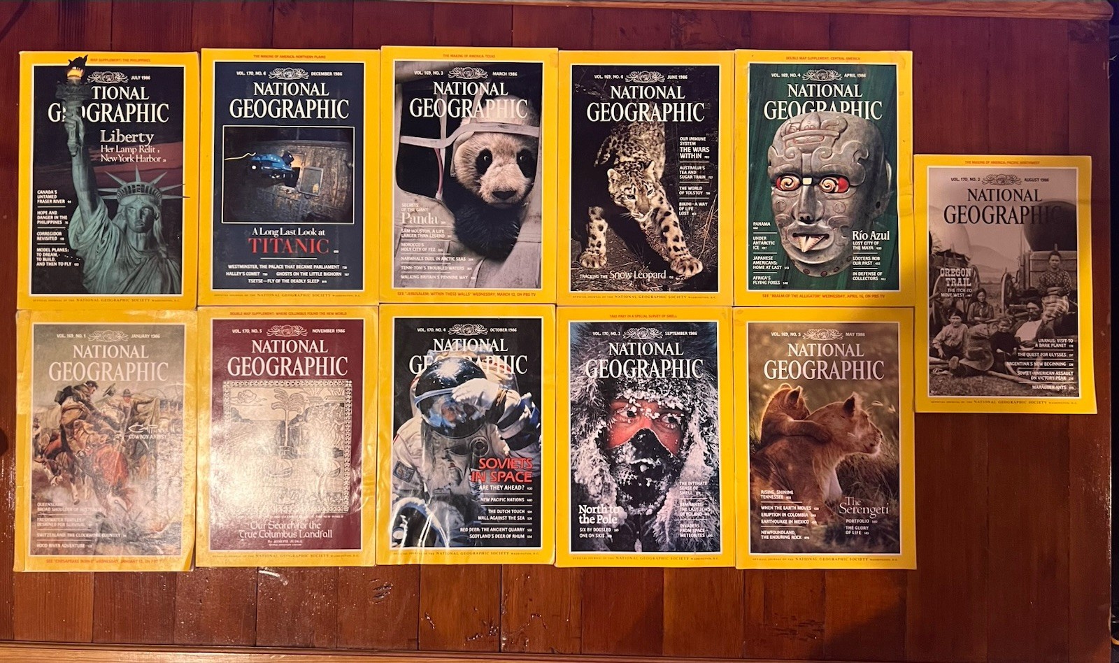 Lot Of 11 1986 National Geographic Magazines