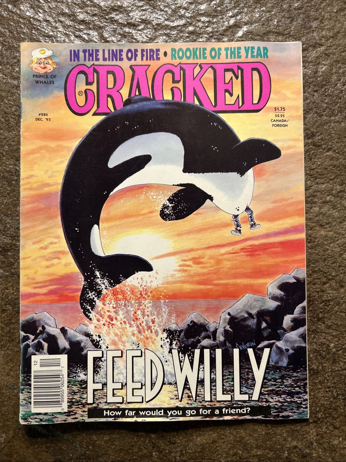 CRACKED Magazine – December 1993 – Free Willy Parody Cover ( Feed Willy )