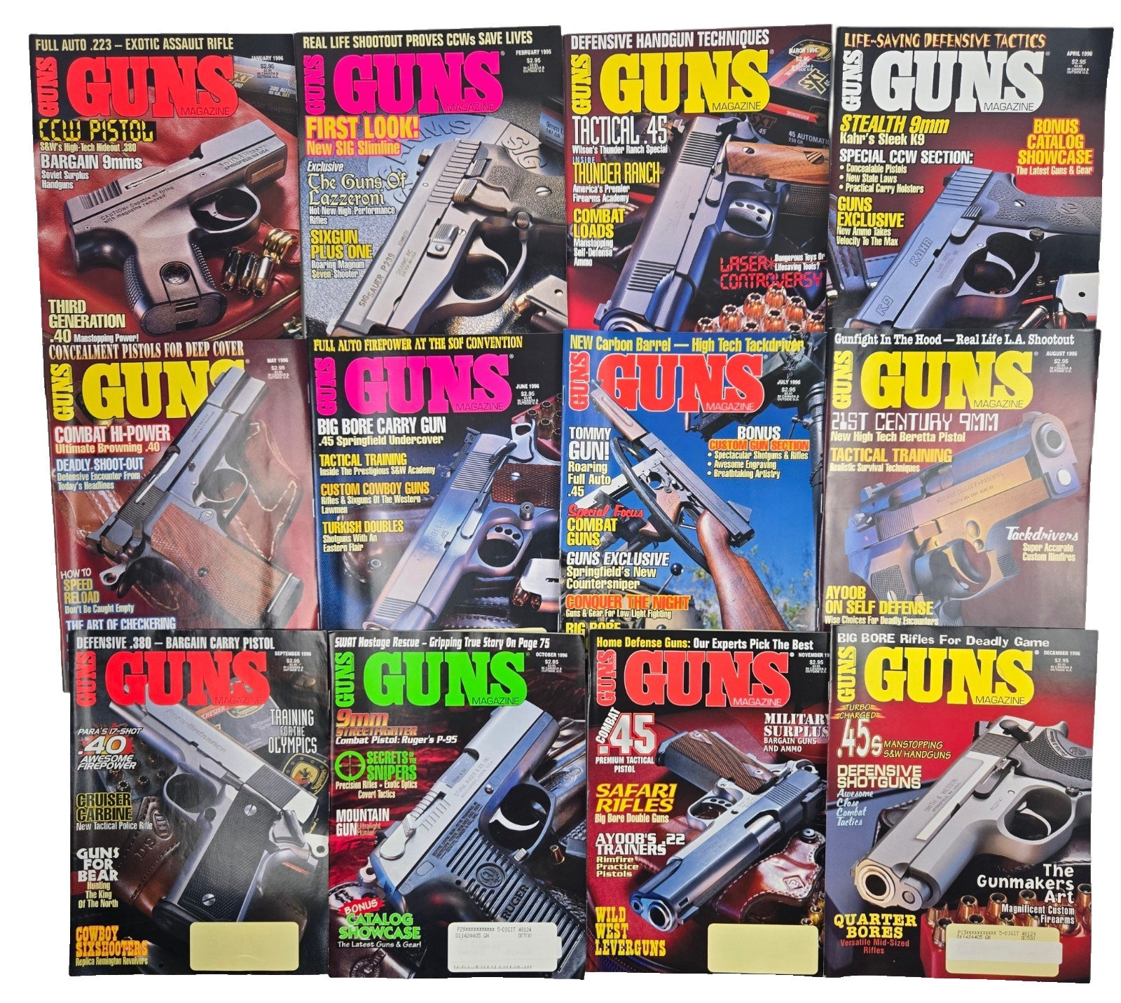 GUNS Magazine Lot of 12 Issues 1996 Full Year Firearms Handguns Shooting Sports