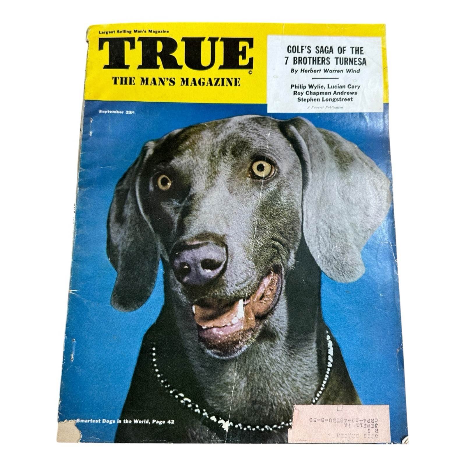 Vintage TRUE Magazine September 1949 Dog Cover Postwar General Interest