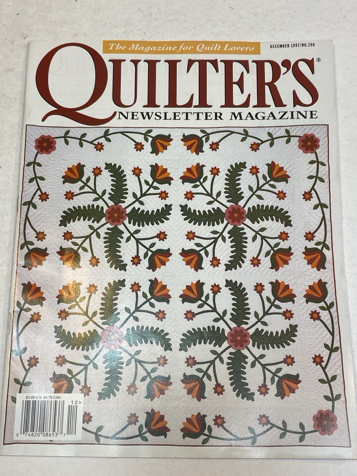 Quilter’s Newsletter Magazine Dec 1997 Wildflower Homestead Decorative Threads