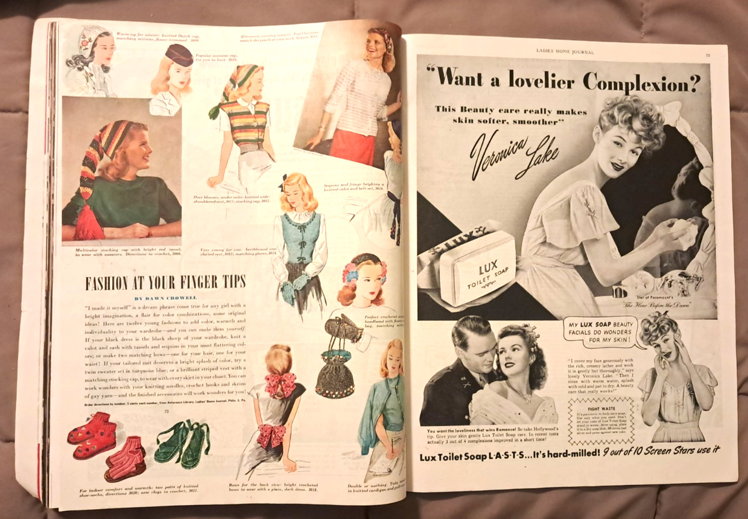 Ladies Home Journal September 1944 MOVIE STAR ADS, GREER GARSON, fashions ROUGH