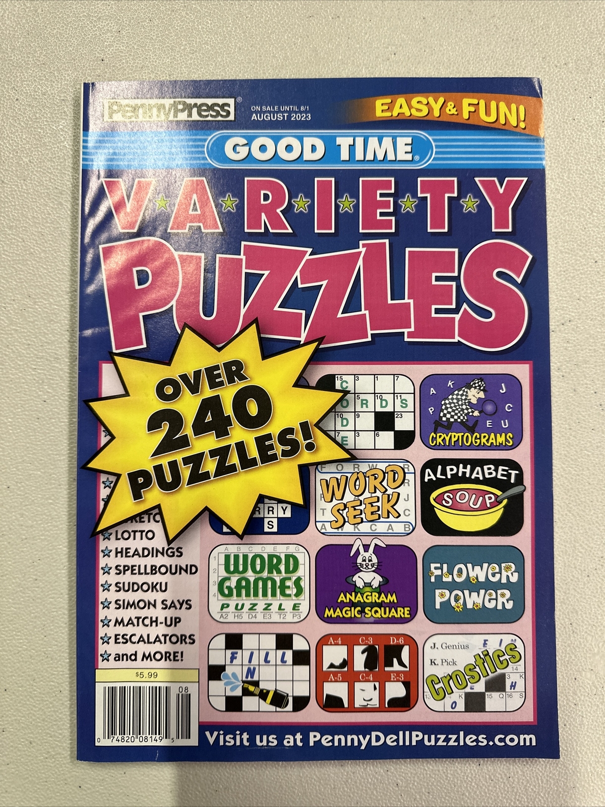 Penny Dell Premium Variety Puzzles Magazine August 2023 Over 240 Puzzles