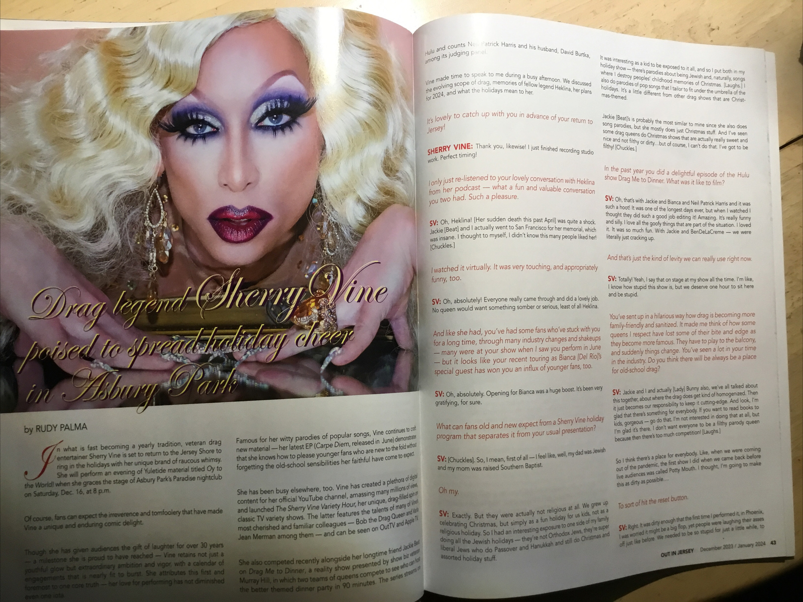 Drag Queen Sherry Vine,Erene Mastrangeli…Out IN Jersey Mag Dec 2023-Jan 2024 GAY