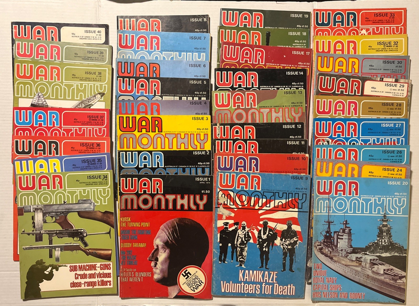 1970’s War Monthly Magazine Lot Of 33 Issue-1-14++-United Kingdom-Good Cond