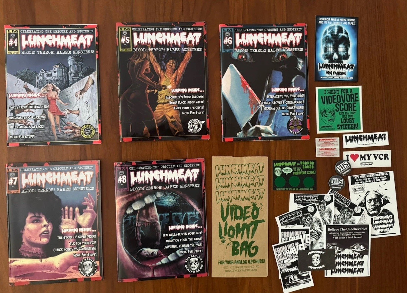 Lunchmeat Magazine Zine 4 5 6 7 8 Lot VHS VCR Swag Movies Horror Grindhouse