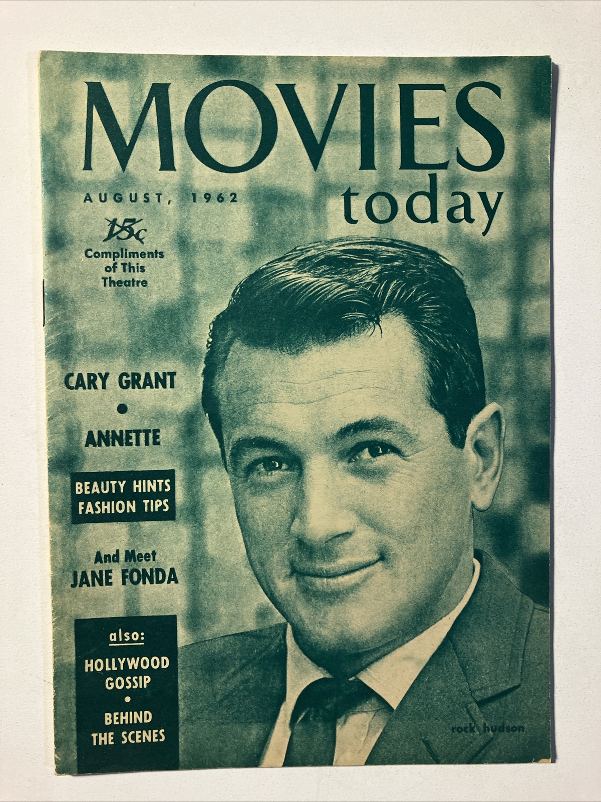 Movies Today Magazine August 1962 Rock Hudson Cover Cary Grant Annette Funicello