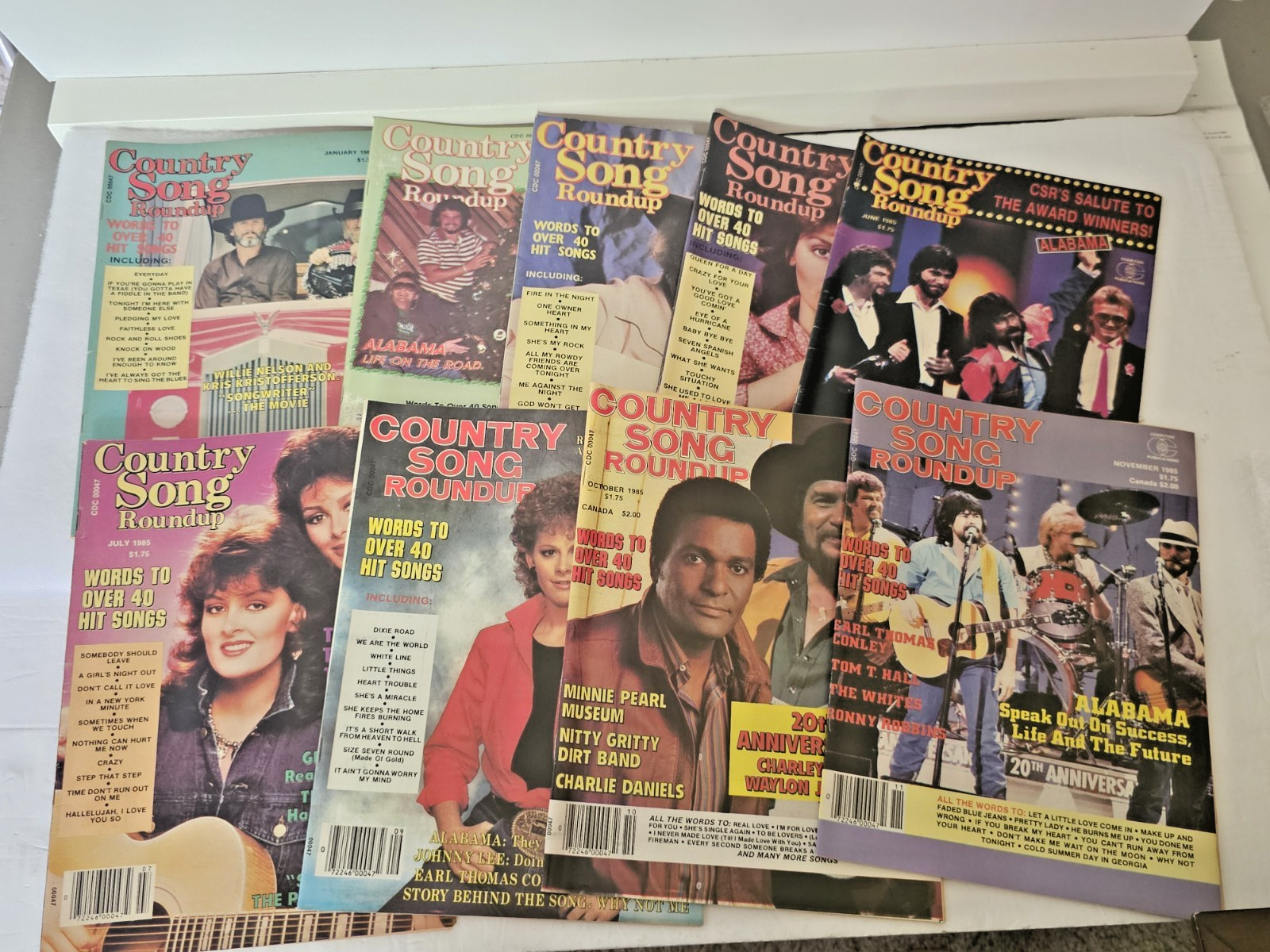 Country Song Roundup lot of 9 vintage magazines 1985 Alabama Judds Reba McEntire