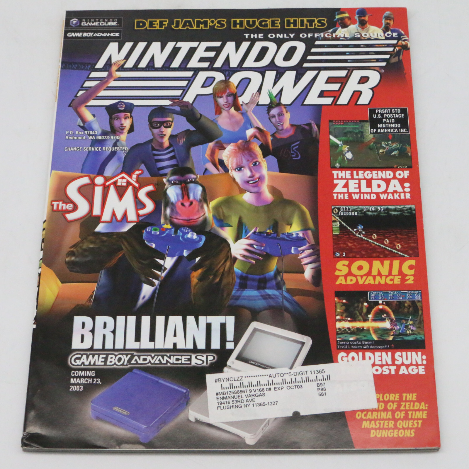 Nintendo Power Magazine Vol 166 The Sims Def Jam Poster March 2003 Zelda Sonic