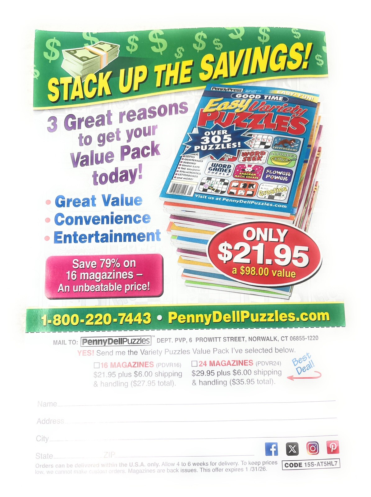 Penny Press Classic Variety Puzzles Games Magazine Plus Crosswords March 2025