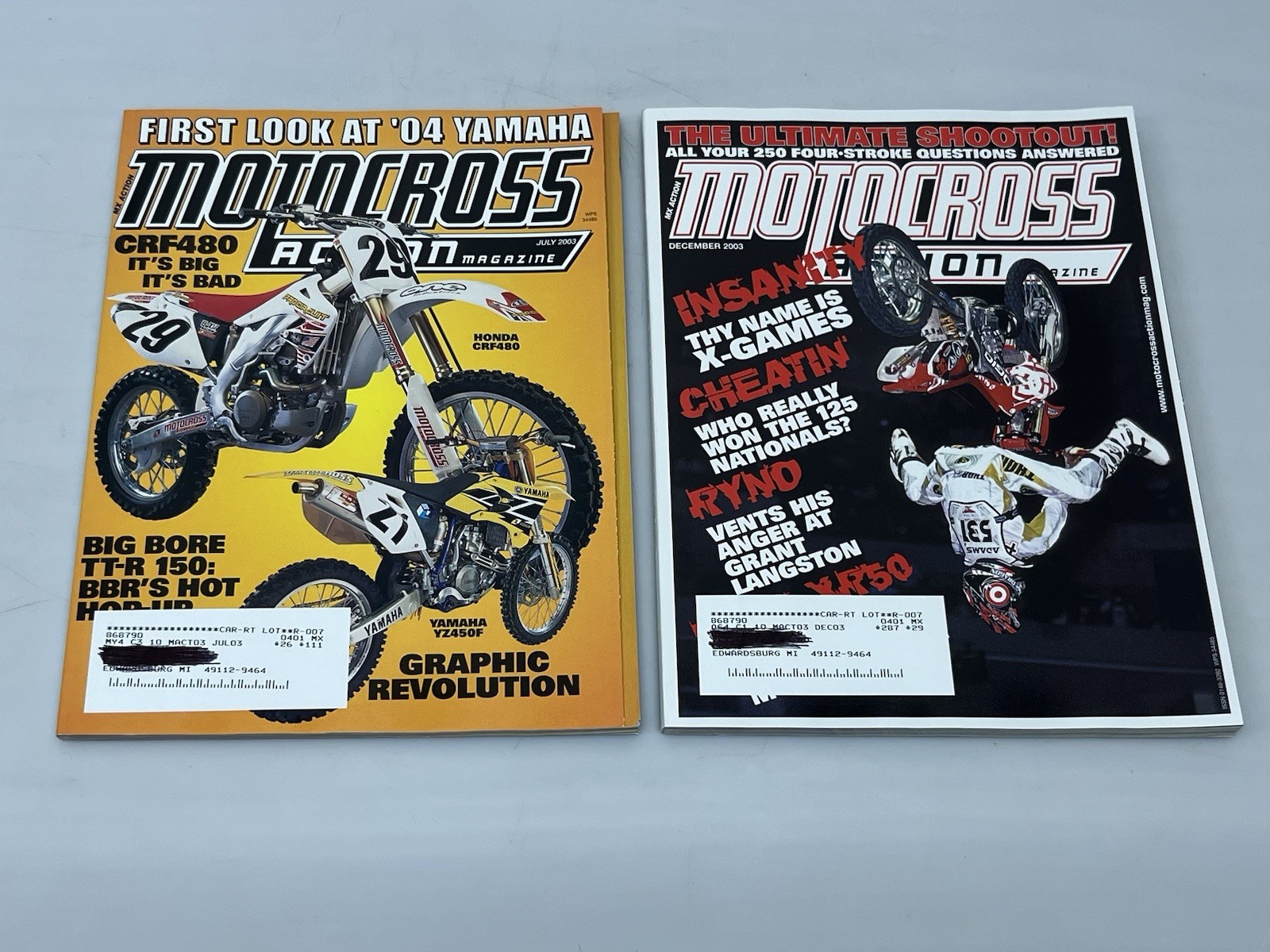 Lot of (8) 2003 MOTOCROSS ACTION Magazines Dirt Bike MX
