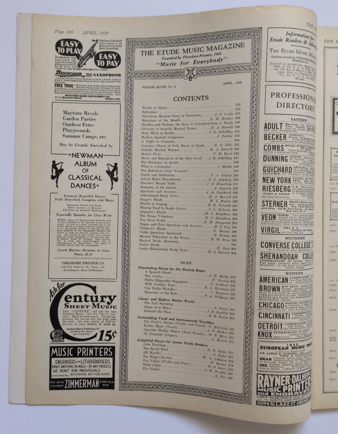 The Etude Music Magazine April 1930 (Vol. 48 No. 04) Music of Spain Issue