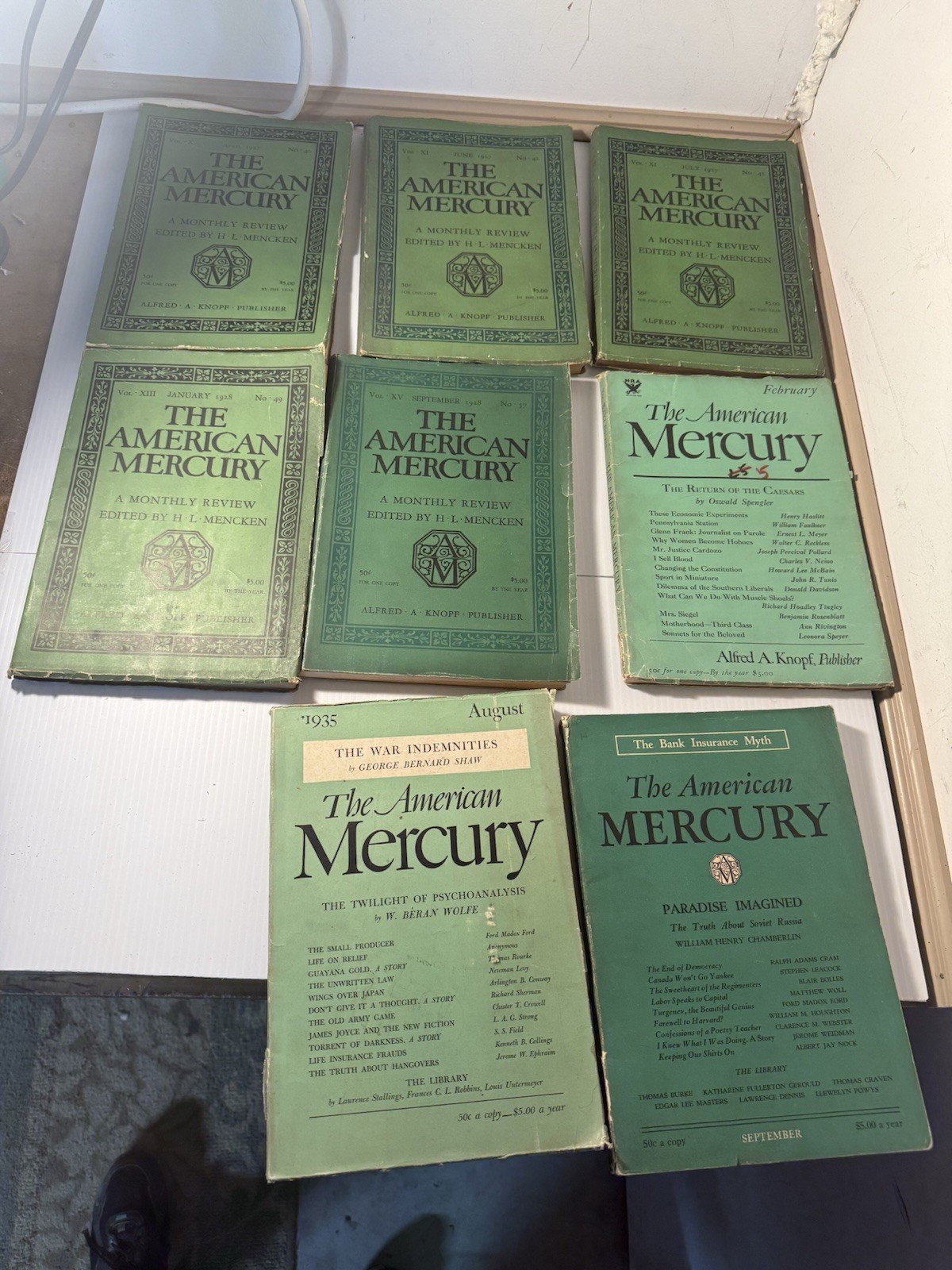 Lot Of 8-AMERICAN MERCURY Magazines-1927 Through 1936