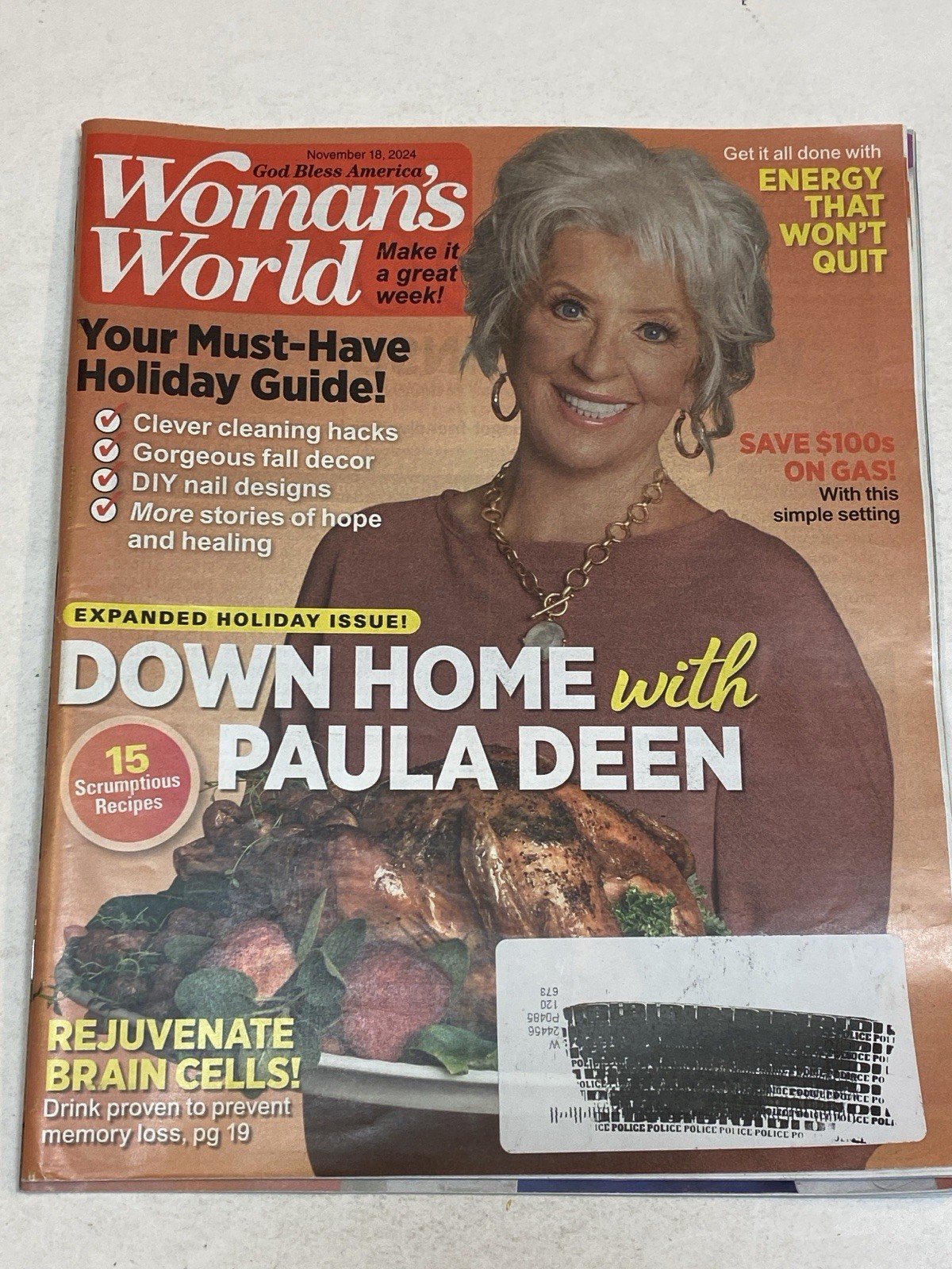 Woman’s World Magazine Nov 18 2024 Down Home Paula Deen Brain Cell Holiday Guide
