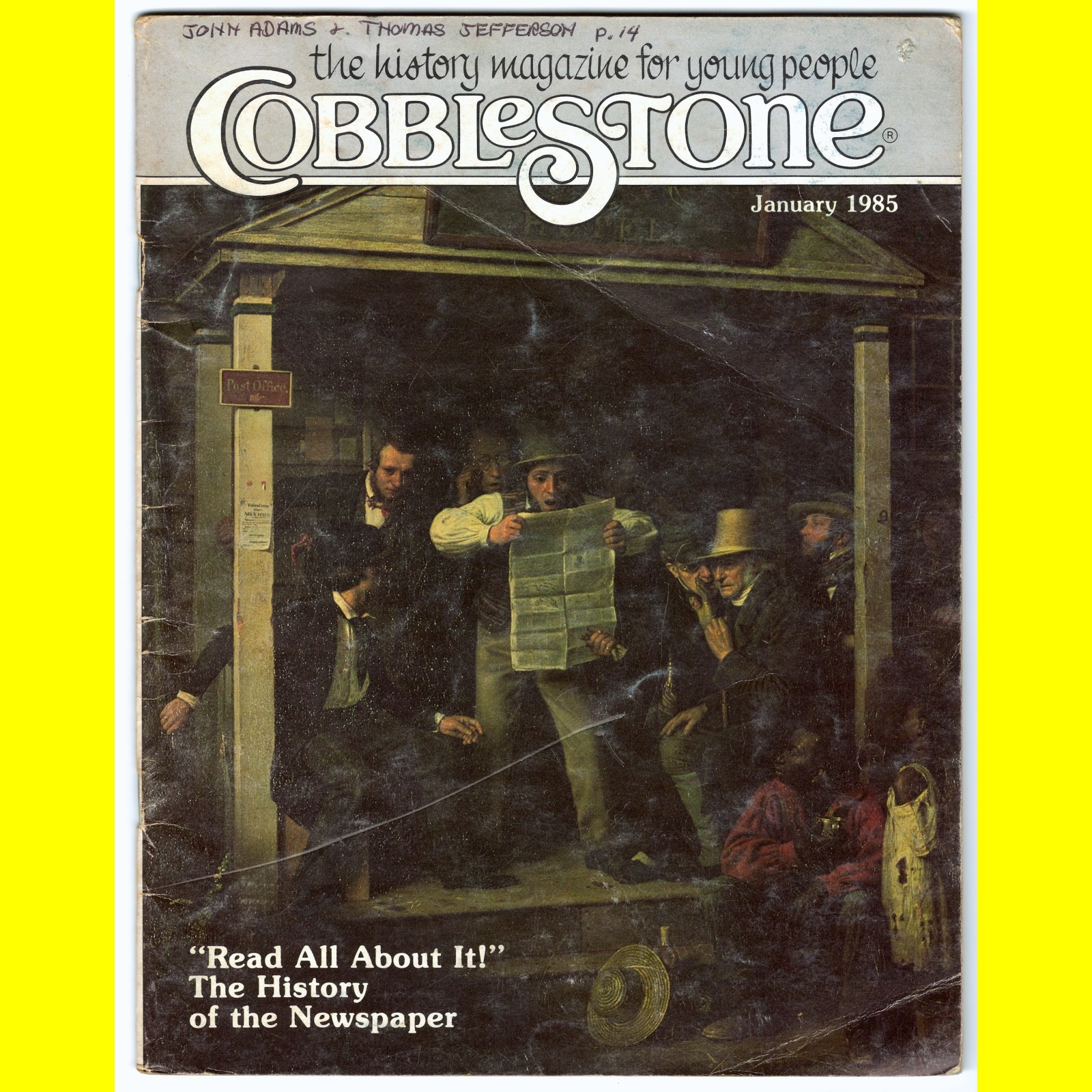 COBBLESTONE 1985 jan magazine HISTORY OF THE NEWSPAPER history children