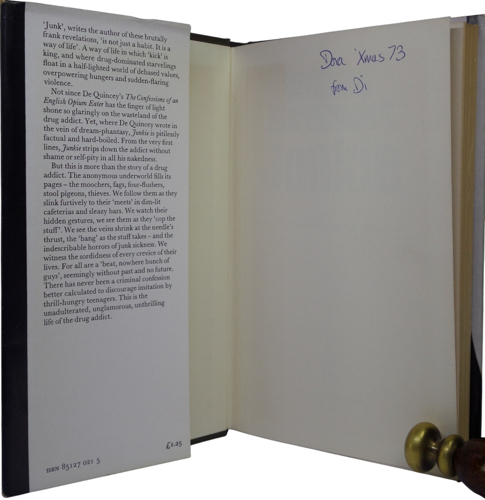 JUNKIE BY WILLIAM S. BURROUGHS 1973 FIRST EDITION