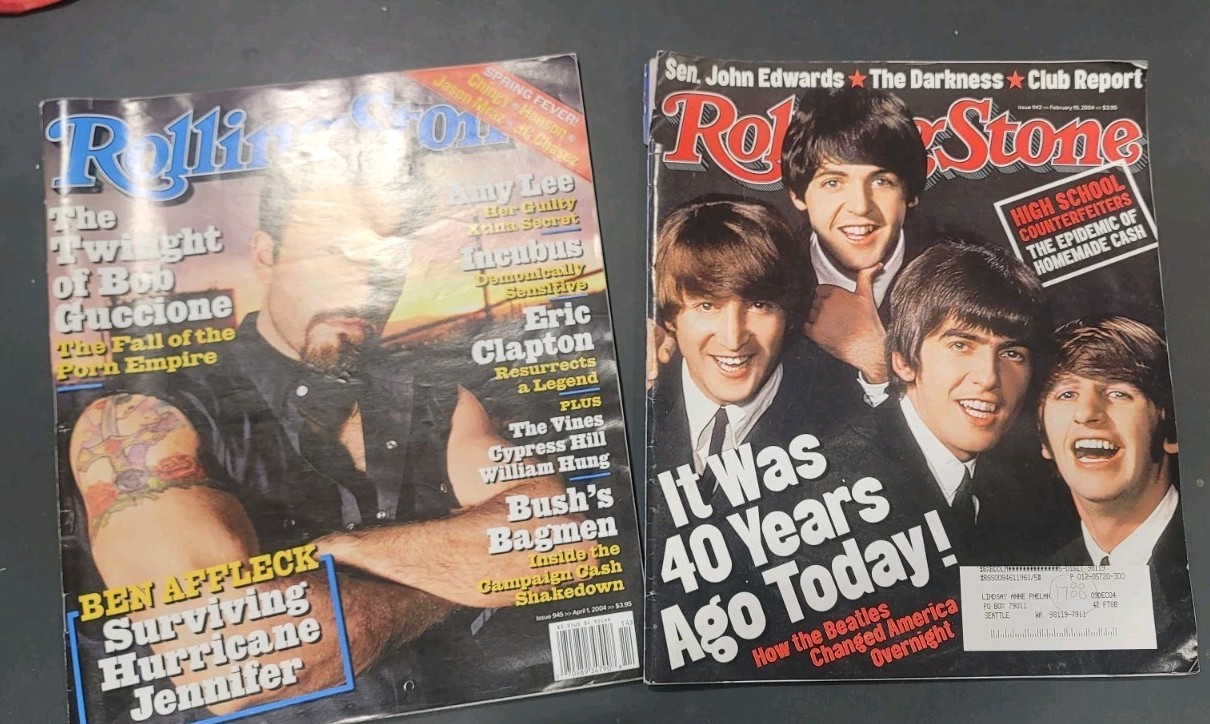 Rolling Stone Magazine 2004 Beatles, Bob Guccione, Ben Affleck Issues