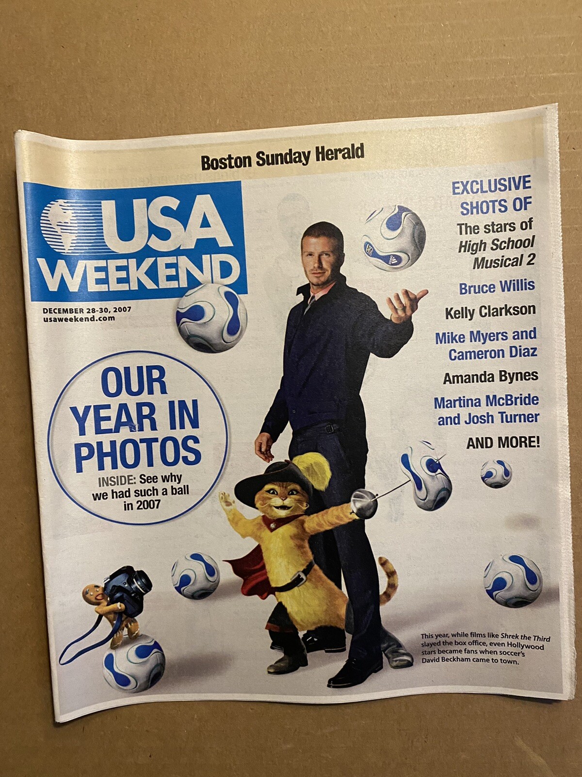 USA Weekend Magazine December 28-30 2007 David Beckham Shrek 3 HS Musical 2 🇺🇸