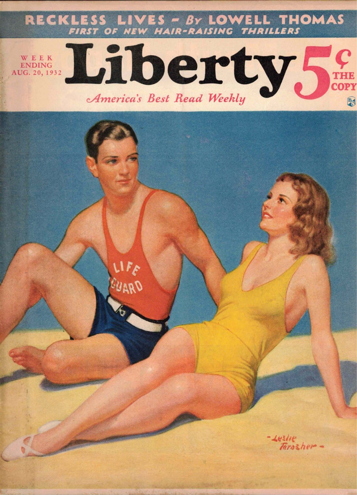 LIBERTY MAGAZINE AUG 20 1932 NICE PIN-UP CHEESECAKE COVER!